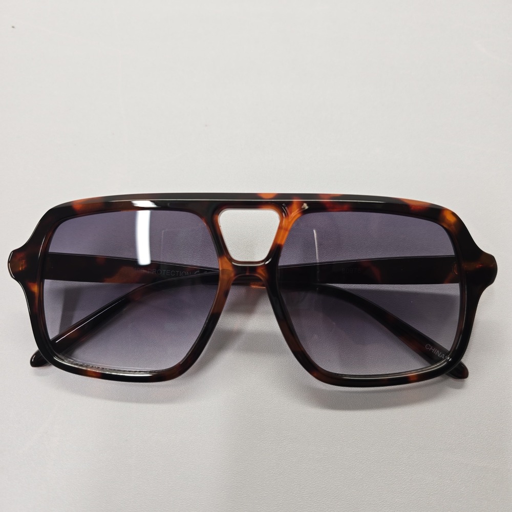 Tortoise Shell Oversized Aviator‎ Sunglasses Flat Top UV400 Protection Retro 70s